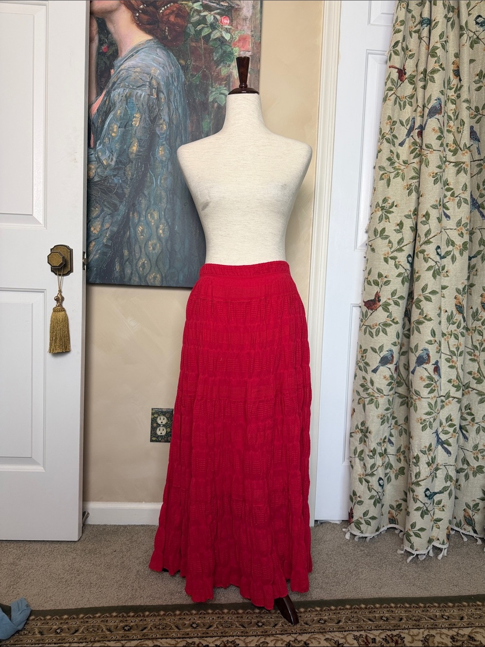 **NWT** Max Studio London Red Tiered Maxi Skirt - Women's Knit Skirt